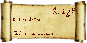 Klimo Ákos névjegykártya