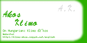 akos klimo business card